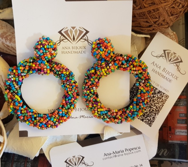 Cercei Moon Rainbow Handmade Ana Bijoux Handmade, bijuterii de lux handmade, exclusiviste Ana Maria Popescu 0761503016, soutache, accesorii handmade
