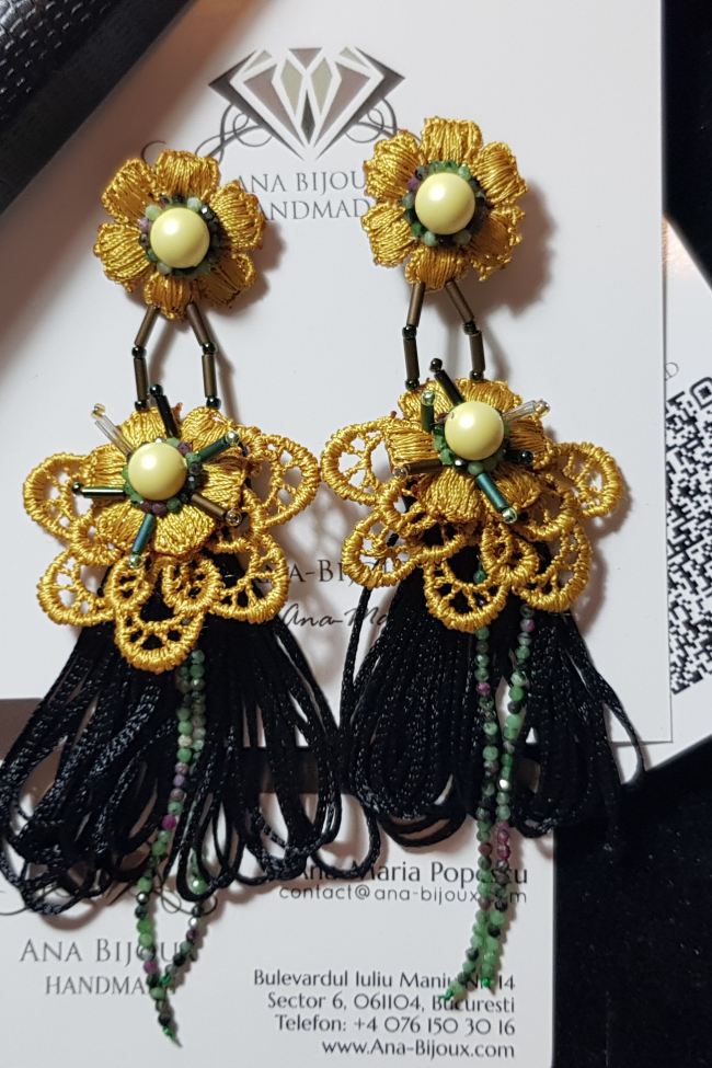 Gold-Embroidery Swarovski Handmade Ana Bijoux Handmade